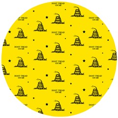 Gadsden Flag Don t Tread On Me Yellow And Black Pattern With American Stars Wooden Puzzle Round by snek