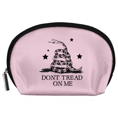 Gadsden Flag Don t Tread On Me Light Pink And Black Pattern With American Stars Accessory Pouch (large) by snek