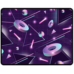 Retrowave Aesthetic Vaporwave Retro Memphis Pattern 80s Design Geometrical Shapes Futurist Pink Blue 3d Fleece Blanket (medium)  by genx