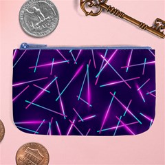 Retrowave Aesthetic Vaporwave Retro Memphis Pattern 80s Design Geometric Shapes Futurist Purple Pink Blue Neon Light Large Coin Purse by genx