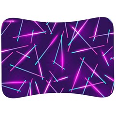 Retrowave Aesthetic Vaporwave Retro Memphis Pattern 80s Design Geometric Shapes Futurist Purple Pink Blue Neon Light Velour Seat Head Rest Cushion by genx