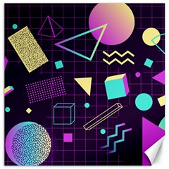 Retrowave Aesthetic Vaporwave Retro Memphis Pattern 80s Design 3d Geometric Shapes Canvas 16  X 16  by genx