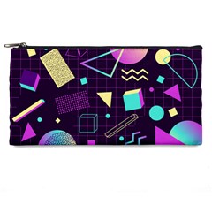 Retrowave Aesthetic Vaporwave Retro Memphis Pattern 80s Design 3d Geometric Shapes Pencil Cases by genx