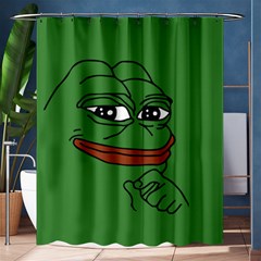 Pepe The Frog Smug Face With Smile And Hand On Chin Meme Kekistan All Over Print Green Shower Curtain 60  X 72  (medium)  by snek