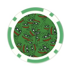 Pepe The Frog Perfect A-ok Handsign Pattern Praise Kek Kekistan Smug Smile Meme Green Background Poker Chip Card Guard by snek