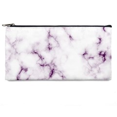 White Marble Violet Purple Veins Accents Texture Printed Floor Background Luxury Pencil Cases by genx