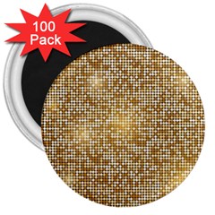 Retro Gold Glitters Golden Disco Ball Optical Illusion 3  Magnets (100 Pack) by genx