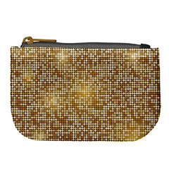 Retro Gold Glitters Golden Disco Ball Optical Illusion Large Coin Purse by genx