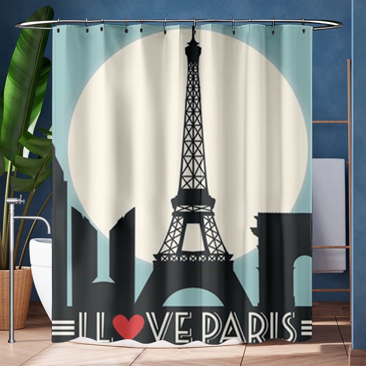 I Love Paris Shower Curtain 60  x 72  (Medium) 