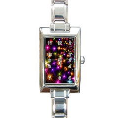 Star Colorful Christmas Abstract Rectangle Italian Charm Watch by Wegoenart