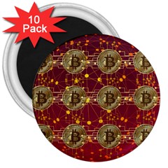 Block Chain Network Bitcoin Data 3  Magnets (10 Pack)  by Wegoenart