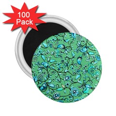 Green Flowers 2 25  Magnets (100 Pack)  by ZeeBee