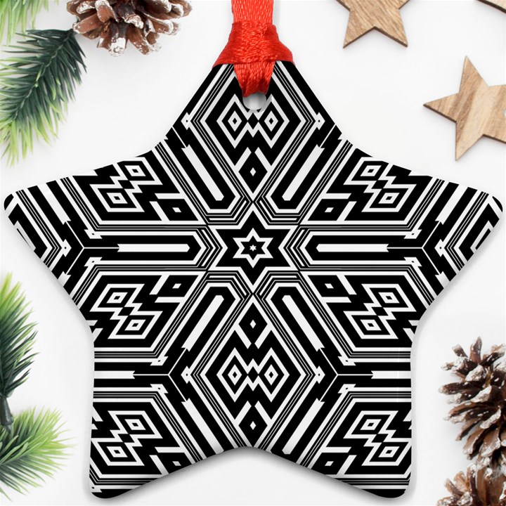 Grid Pattern Backdrop Seamless Design Geometric Patterns Line Star Ornament (Two Sides)