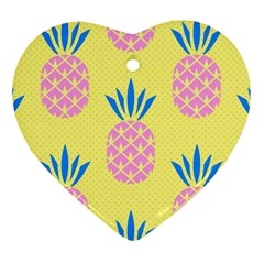 Summer Pineapple Seamless Pattern Ornament (heart) by Sobalvarro