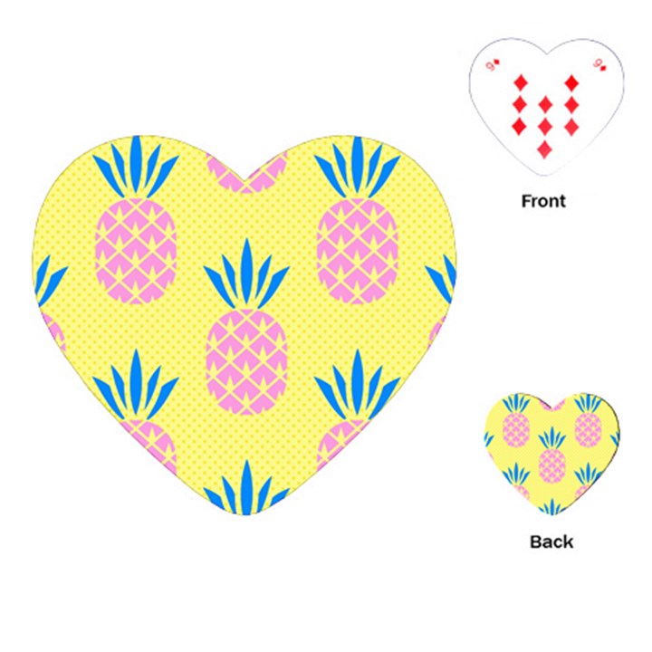 Summer Pineapple Seamless Pattern Playing Cards Single Design (Heart)