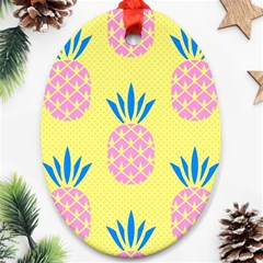 Summer Pineapple Seamless Pattern Oval Ornament (two Sides) by Sobalvarro