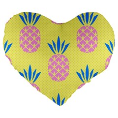 Summer Pineapple Seamless Pattern Large 19  Premium Heart Shape Cushions by Sobalvarro