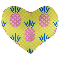 Summer Pineapple Seamless Pattern Large 19  Premium Flano Heart Shape Cushions by Sobalvarro