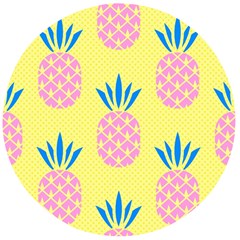 Summer Pineapple Seamless Pattern Wooden Bottle Opener (round) by Sobalvarro