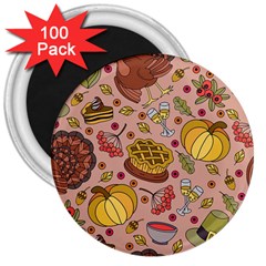 Thanksgiving Pattern 3  Magnets (100 Pack) by Sobalvarro