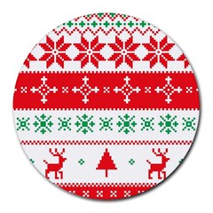 Ugly Christmas Sweater Pattern Round Mousepads by Sobalvarro