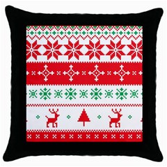 Ugly Christmas Sweater Pattern Throw Pillow Case (black) by Sobalvarro