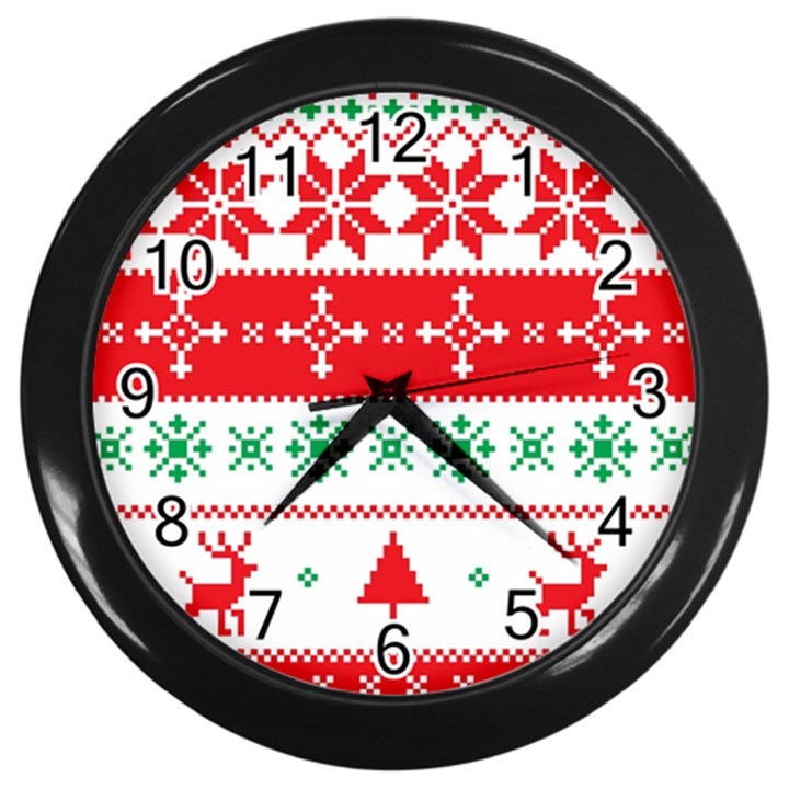 Ugly Christmas Sweater Pattern Wall Clock (Black)