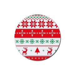 Ugly Christmas Sweater Pattern Rubber Round Coaster (4 Pack)  by Sobalvarro