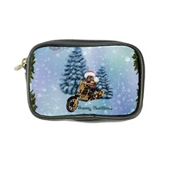 Merry Christmas, Funny Mouse On A Motorcycle With Christmas Hat Coin Purse by FantasyWorld7