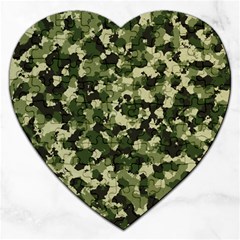 Dark Green Camouflage Army Jigsaw Puzzle (heart) by McCallaCoultureArmyShop