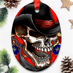 Confederate Flag Usa America United States Csa Civil War Rebel Dixie Military Poster Skull Ornament (oval) by Sapixe