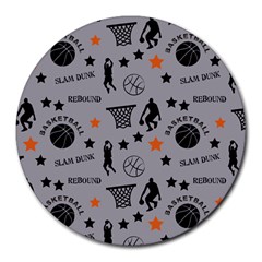 Slam Dunk Basketball Gray Round Mousepads by mccallacoulturesports