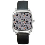 Slam Dunk Basketball Gray Square Metal Watch Front