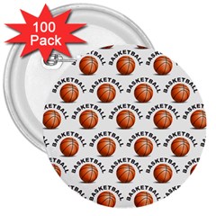 Orange Basketballs 3  Buttons (100 Pack)  by mccallacoulturesports