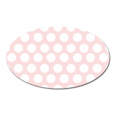 Pink And White Polka Dots Oval Magnet by mccallacoulture