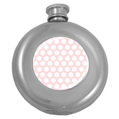 Pink And White Polka Dots Round Hip Flask (5 Oz) by mccallacoulture