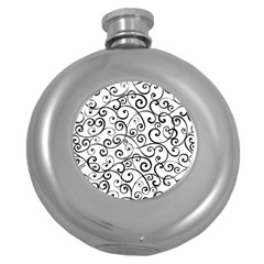 Black And White Swirls Round Hip Flask (5 Oz) by mccallacoulture