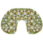 Snowflakes Slightly Snowing Down On The Flowers On Earth Travel Neck Pillow Front