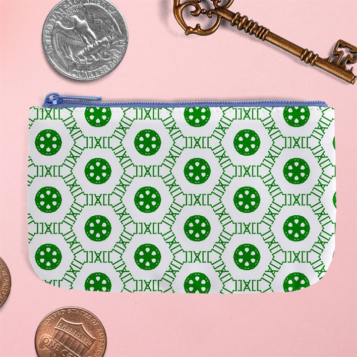 White Green Shapes Large Coin Purse