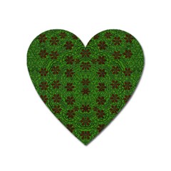 Rose Stars So Beautiful On Green Heart Magnet by pepitasart