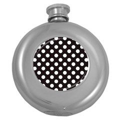 Black With White Polka Dots Round Hip Flask (5 Oz) by mccallacoulture