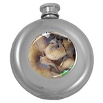 Close Up Mushroom Abstract Round Hip Flask (5 oz) Front