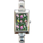 Colorful Funny Christmas Pattern Rectangle Italian Charm Watch Front