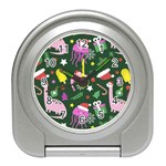 Colorful Funny Christmas Pattern Travel Alarm Clock Front