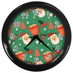 Colorful Funny Christmas Pattern Wall Clock (Black) Front