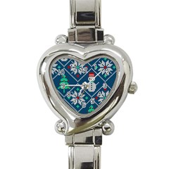 Knitted Christmas Pattern Heart Italian Charm Watch by Vaneshart