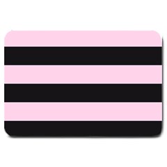 Black And Light Pastel Pink Large Stripes Goth Mime French Style Large Doormat  by genx