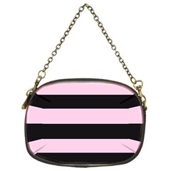 Black And Light Pastel Pink Large Stripes Goth Mime French Style Chain Purse (two Sides) by genx