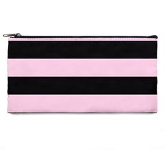 Black And Light Pastel Pink Large Stripes Goth Mime French Style Pencil Cases by genx