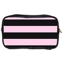 Black And Light Pastel Pink Large Stripes Goth Mime French Style Toiletries Bag (two Sides) by genx